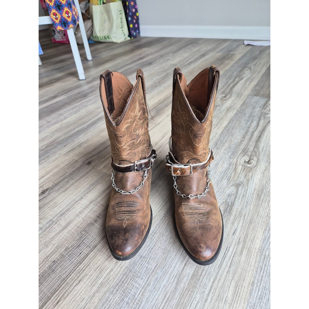 Ariat Kids Heritage Western Boots Brown Leather 10001825 Size 4 Silver Spurs